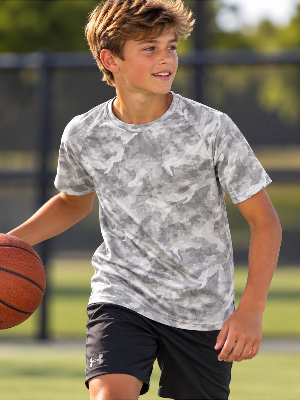 Old Navy Go-Dry Gray & White Camouflage Short-Sleeve Tee youth XL